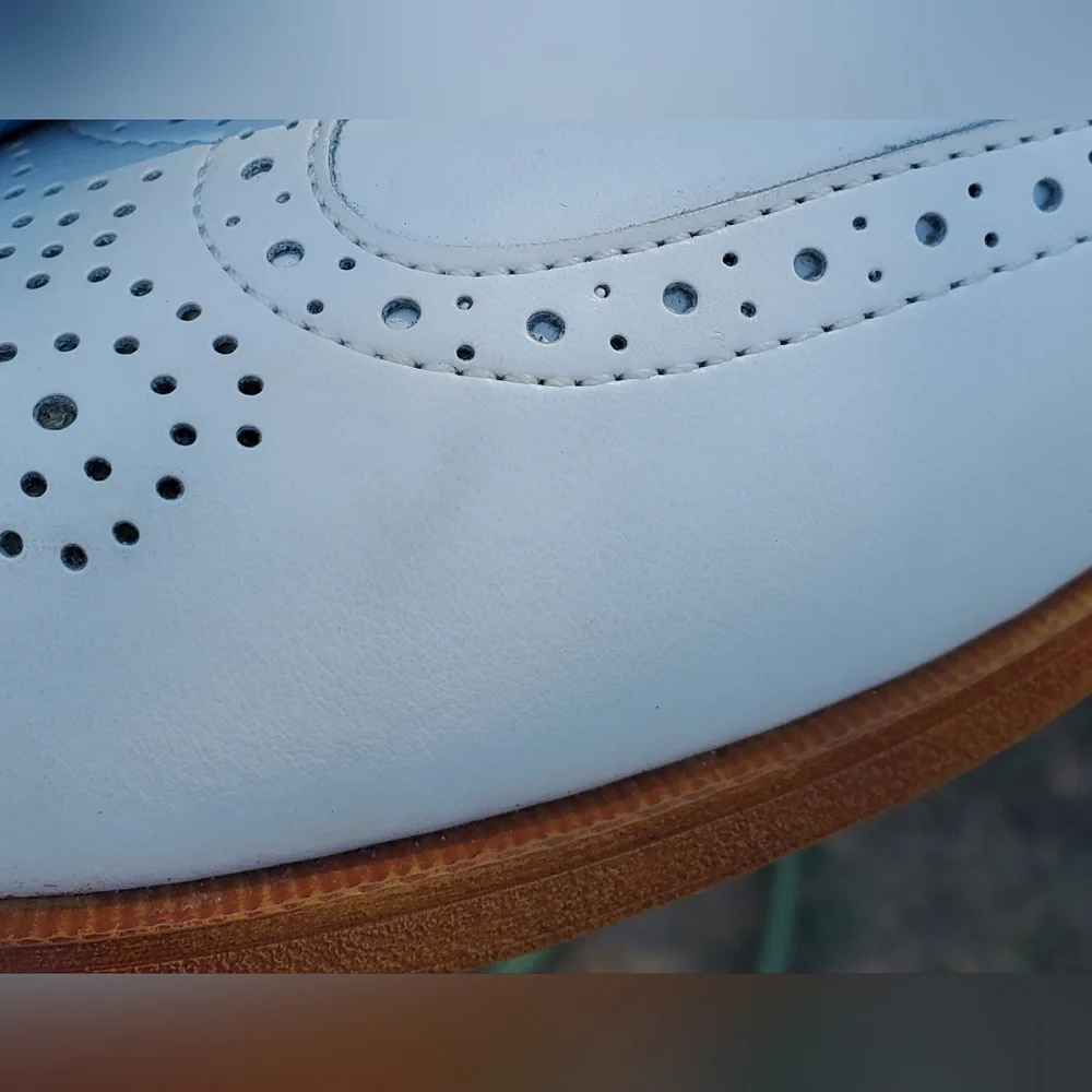 ETONIC VINTAGE MEN'S GOLF SHOES. WHITE. LNWT. 9W. USA. LEATHER. SPIKES.